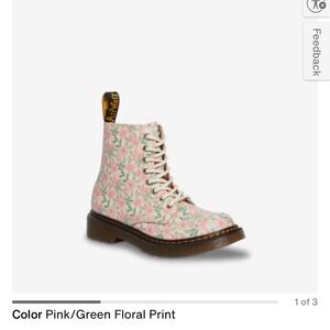 Dr. Martens Floral Lace-Up and zip girls Boot - Pink/Green